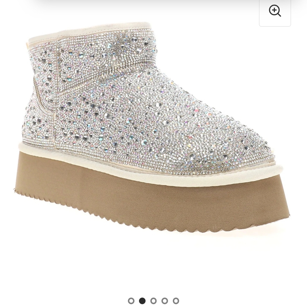 Corkys Silver Ankle Booties with Sparkling Crystals